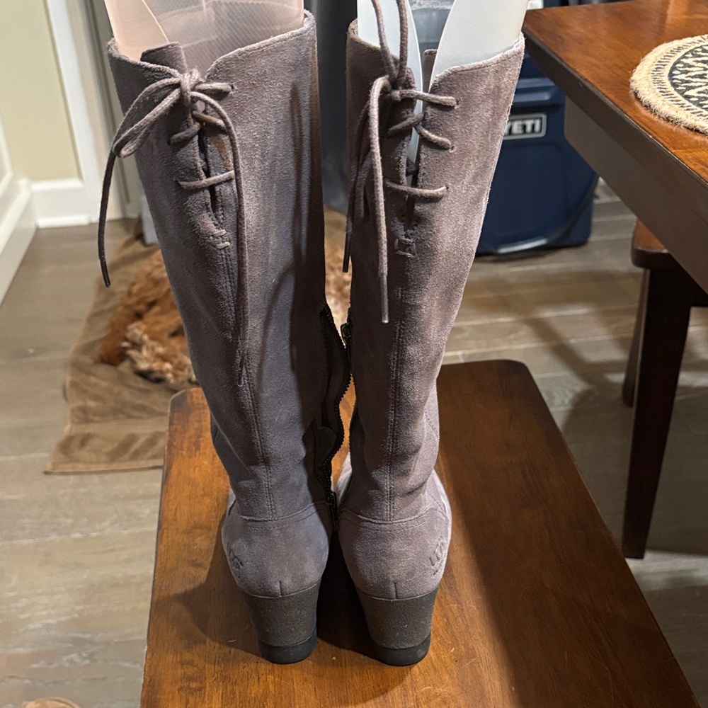 UGG Women's Taupe Suede Wedge Boots - Picture 8 of 15